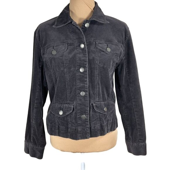 Chico's Long Sleeve Button Front Brown Corduroy Cotton Blend Jacket Size 0 Small - Picture 1 of 7